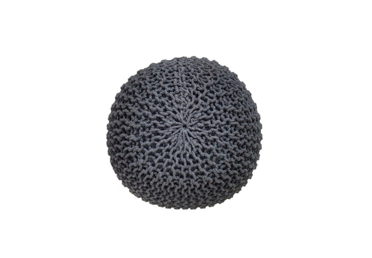 Puff Gris Claro de Algodón Dori Tejido a Mano
