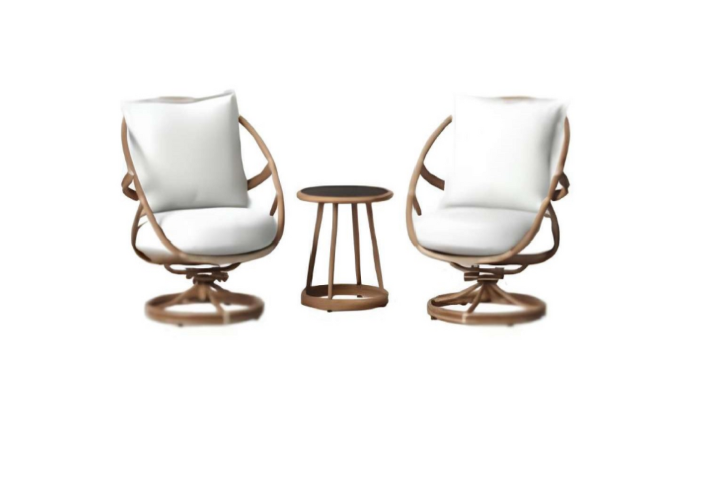 Set lounge giratorio de ratán de 3 piezas