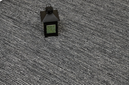 Alfombra de Algodón Gris con Borde Negro