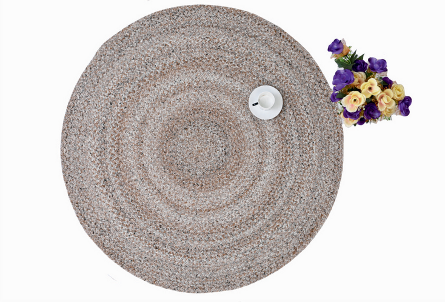 Alfombra Redonda de Hilo PET – Reciclada y Resistente | Cream/Ivory