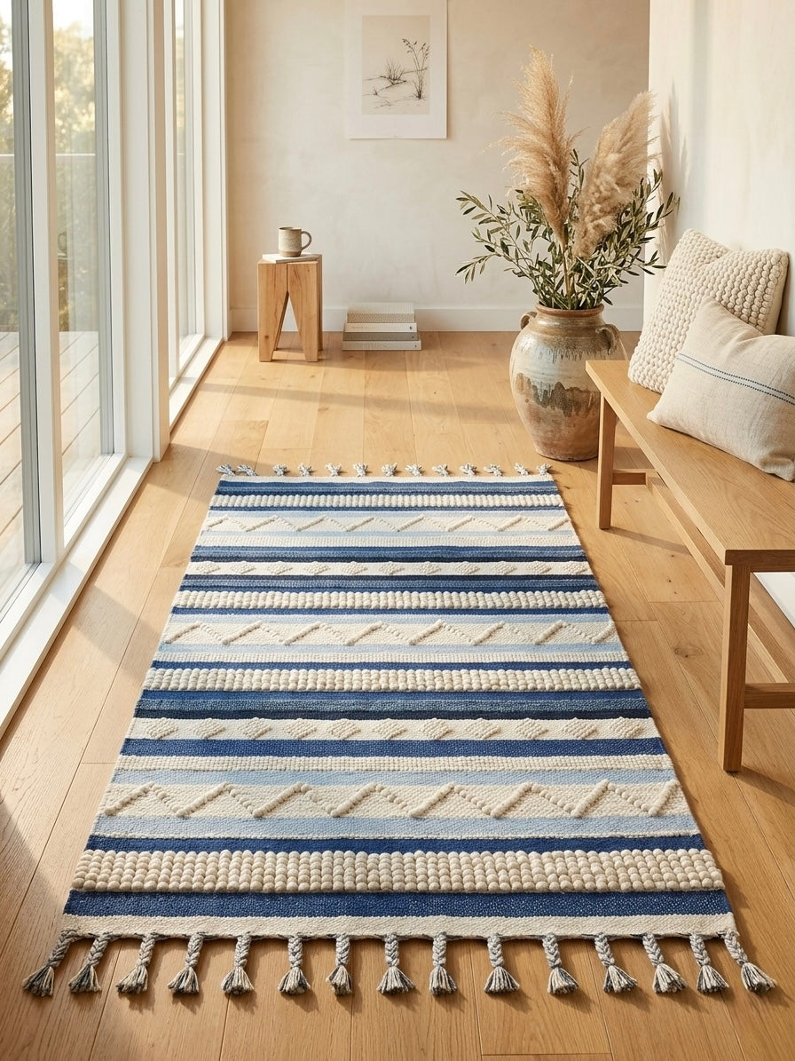 Alfombra Lana Durrie Rayas Azul