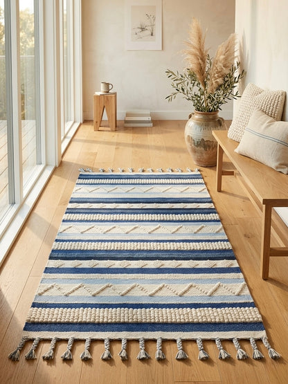 Alfombra Lana Durrie Rayas Azul