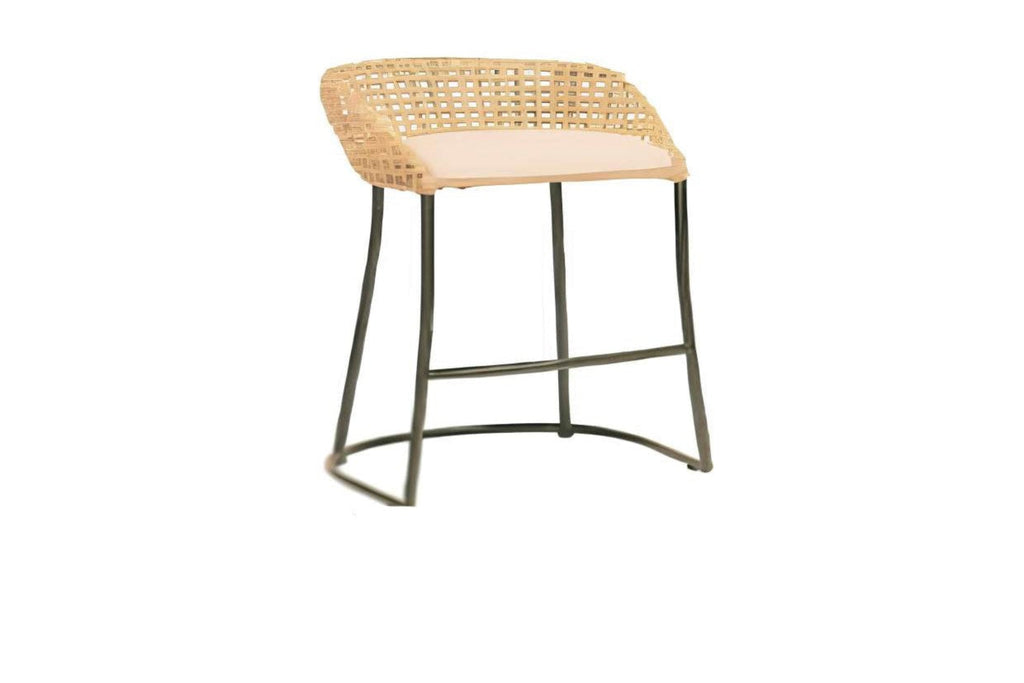Taburete de bar moderno de ratán tejido con patas de metal