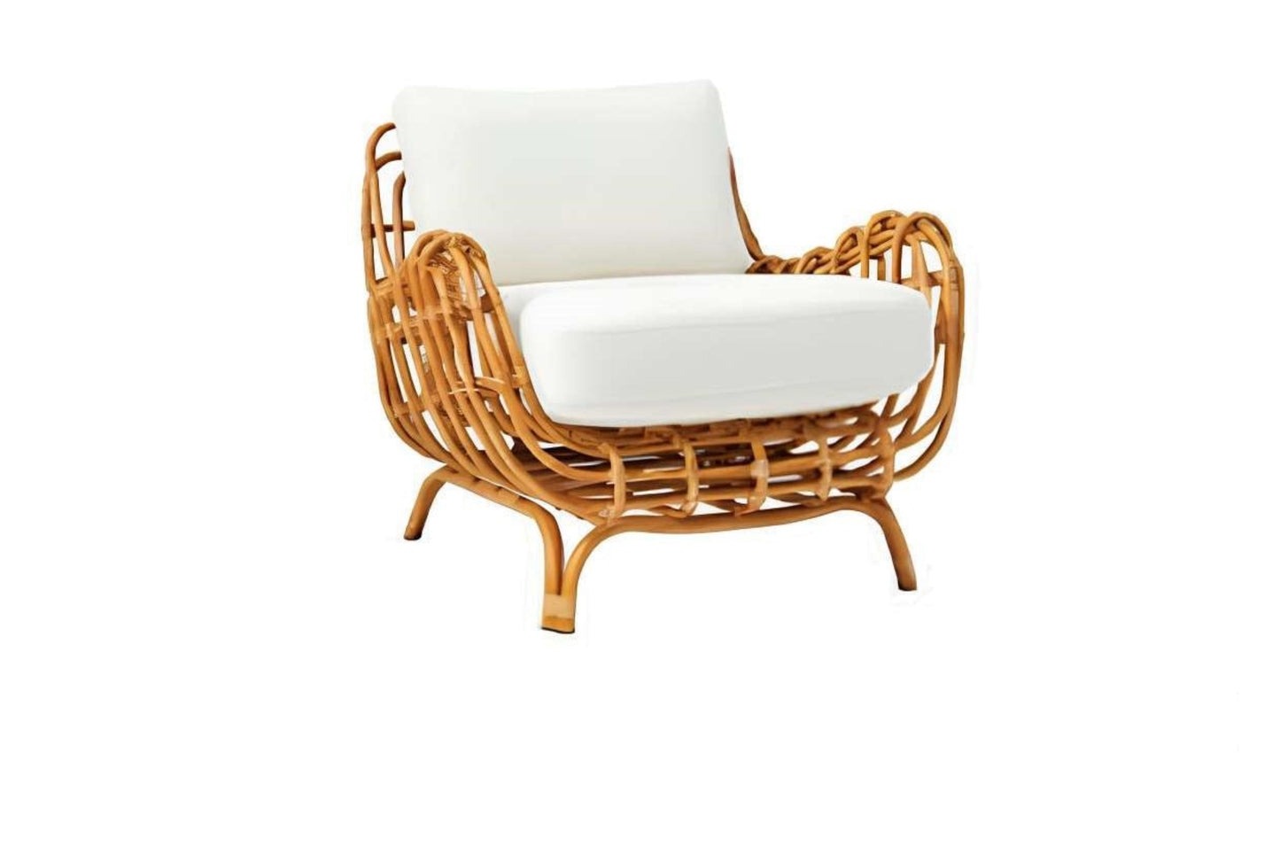 Sillón de Ratán Tejido Curvo con Cojines 