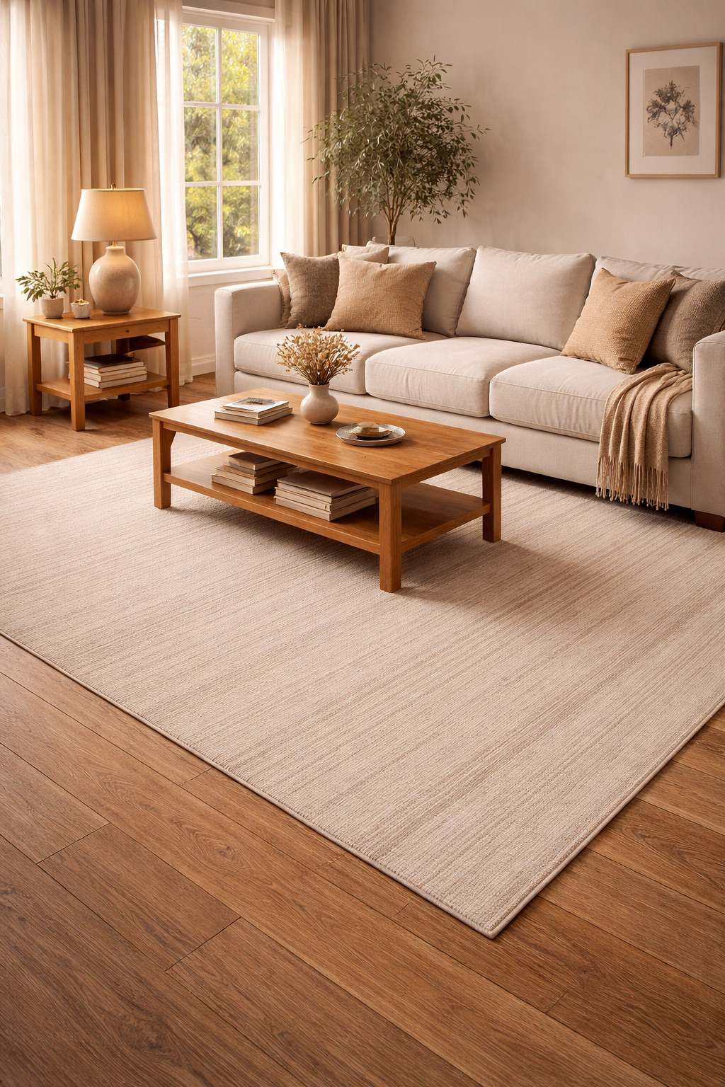 Alfombra de lana tejida a mano tipo flatweave – tono natural