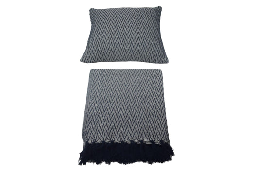 Set de Manta y 2 Cojines de Algodón Tejida a Mano 