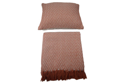 Set de Manta y 2 Cojines de Algodón Tejida a Mano 