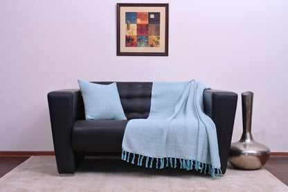 Set de Manta y 2 Cojines de Algodón Tejida a Mano 