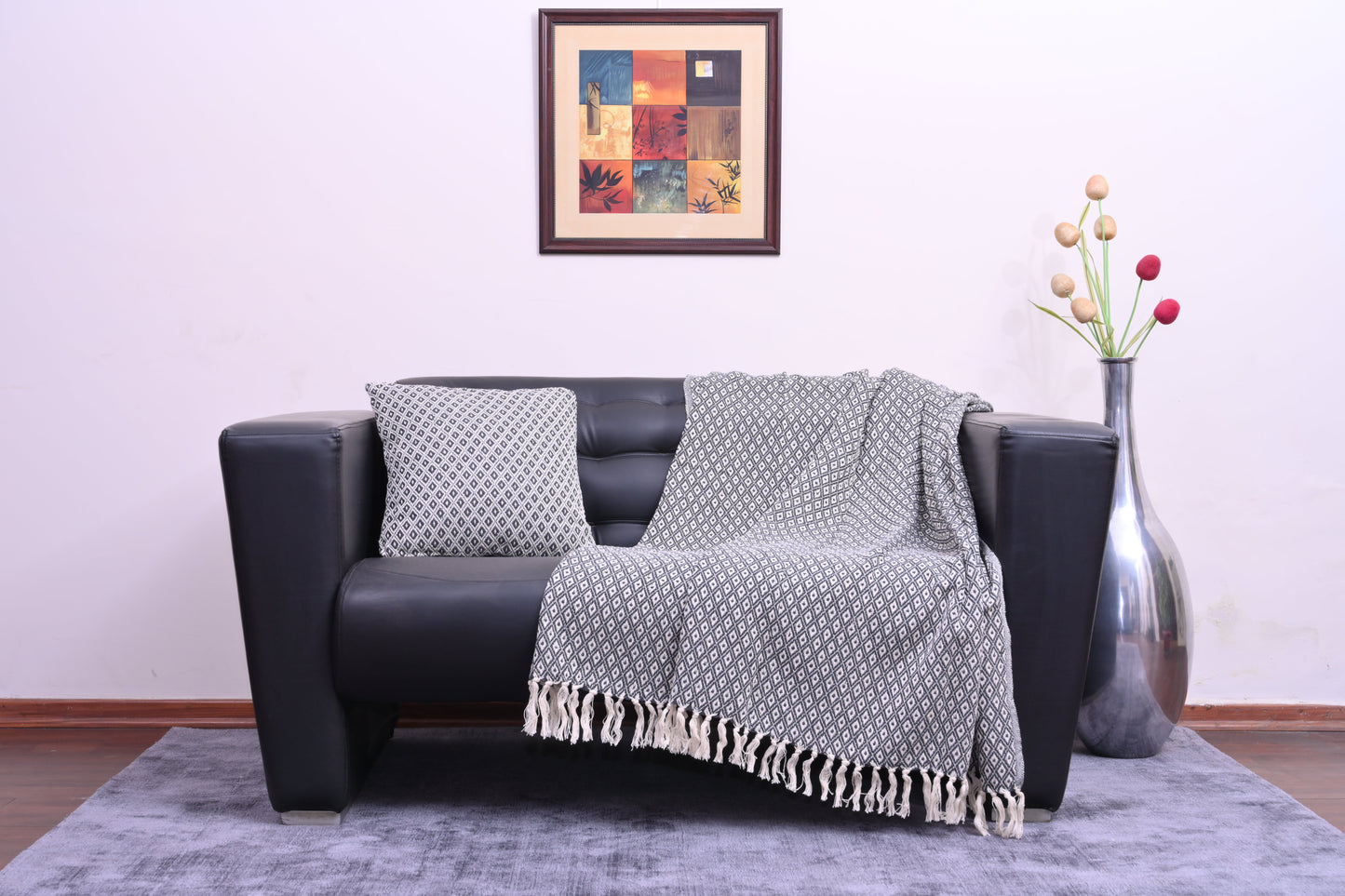 Manta de algodon tejida a mano