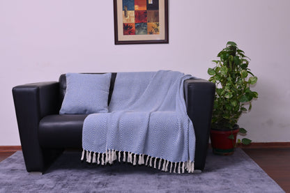 Set de Manta y 2 Cojines de Algodón Tejida a Mano 