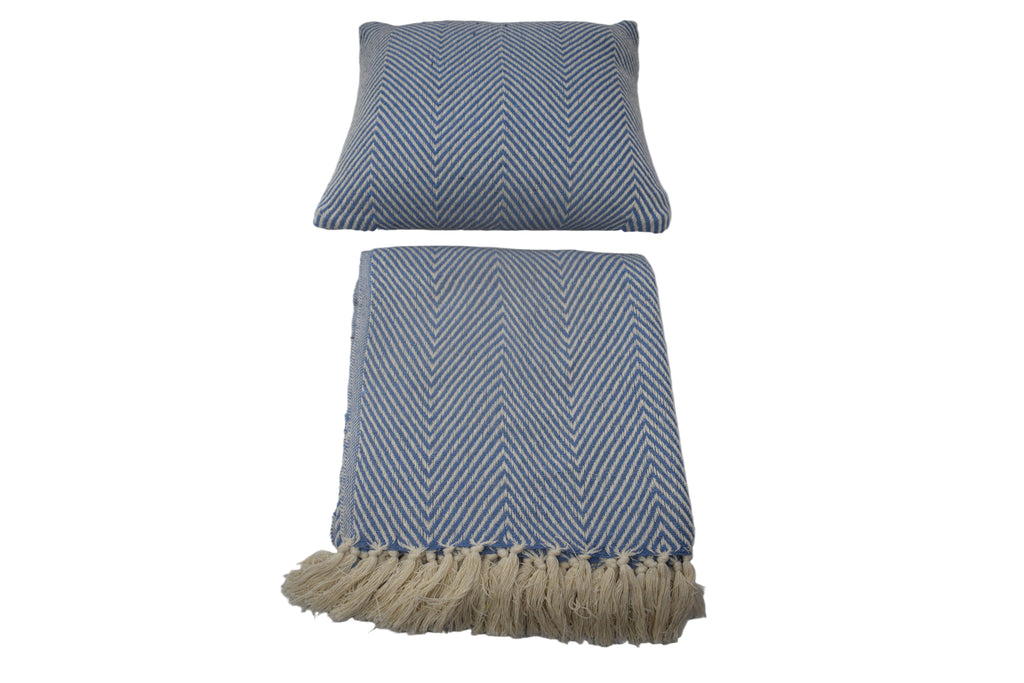 Set de Manta y 2 Cojines de Algodón Tejida a Mano 