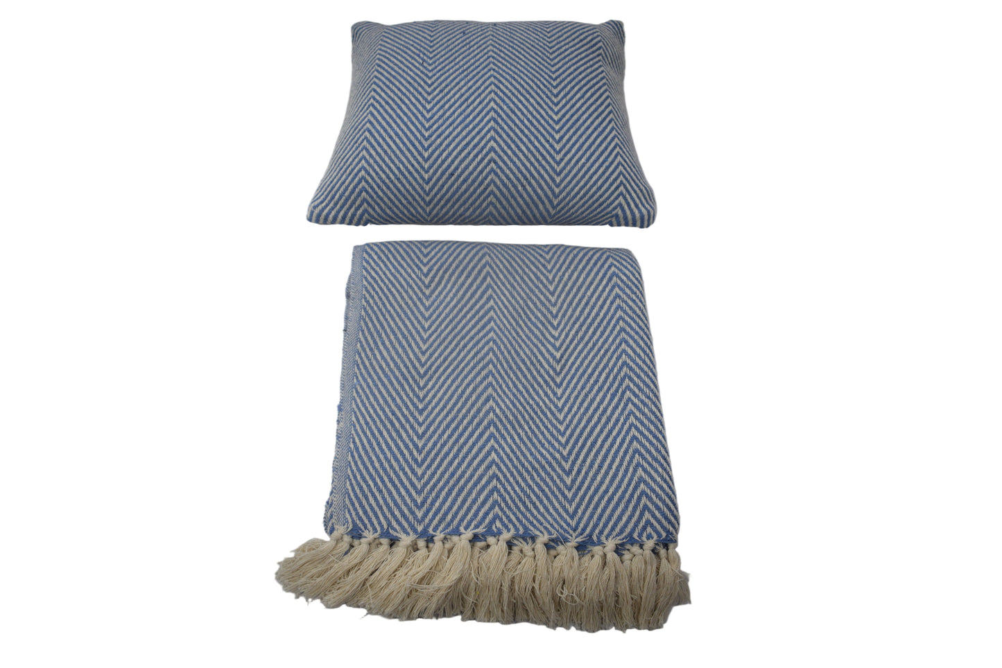 Set de Manta y 2 Cojines de Algodón Tejida a Mano 