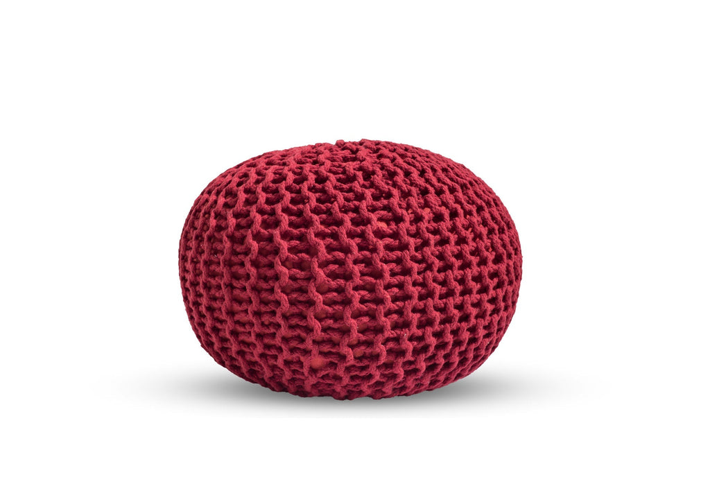 Puff Rojo de Algodón Dori Tejido a Mano