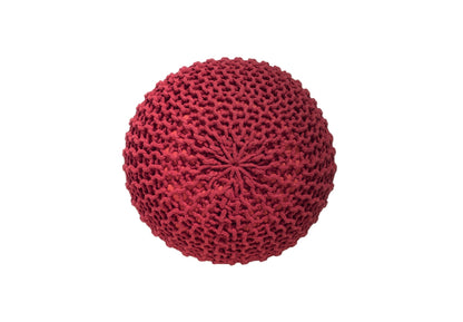 Puff Rojo de Algodón Dori Tejido a Mano