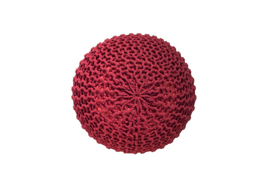 Puff Rojo de Algodón Dori Tejido a Mano 