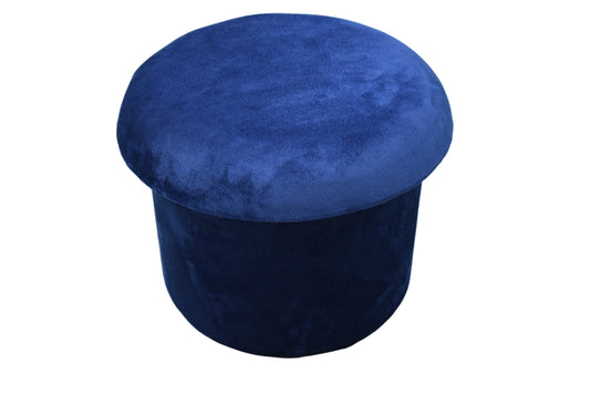 Taburete Redondo Azul Mushroom con Base de Madera