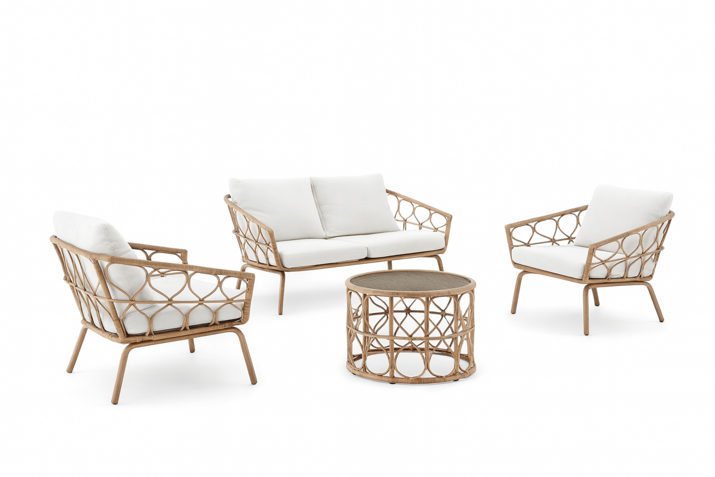 Set de conversación para exterior de ratán de 4 piezas