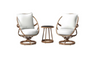Set lounge giratorio de ratán de 3 piezas