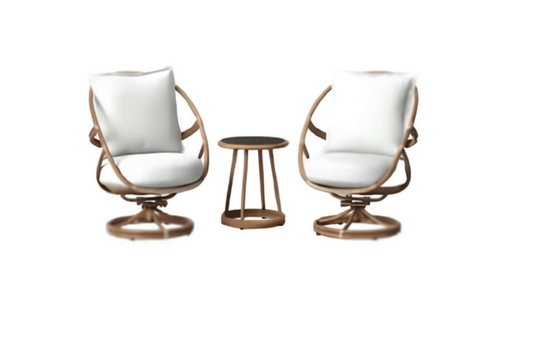 Conjunto lounge giratorio de ratán de 3 piezas