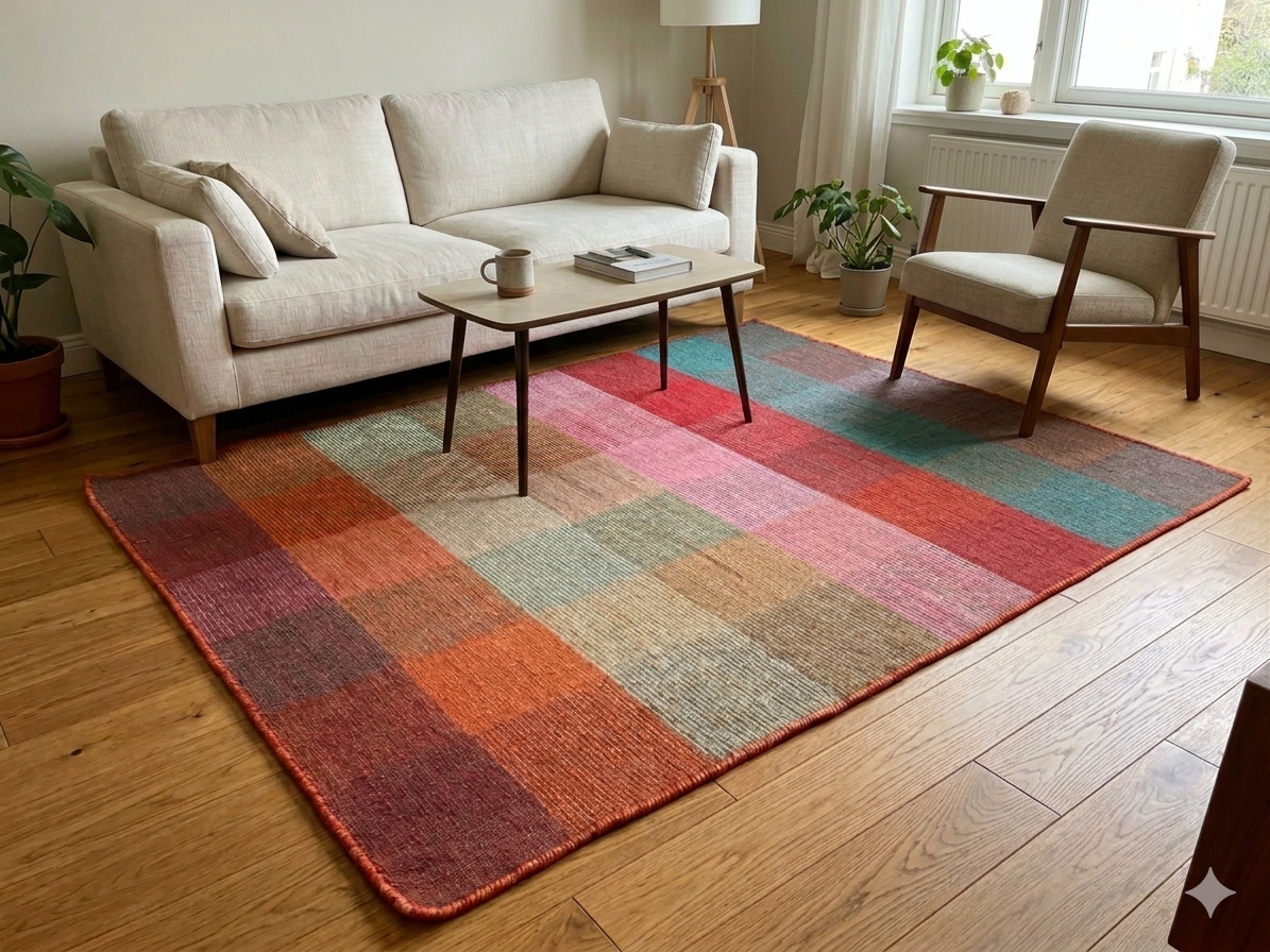 Wollen Durrie Box con flecos borde Naranja/Marron