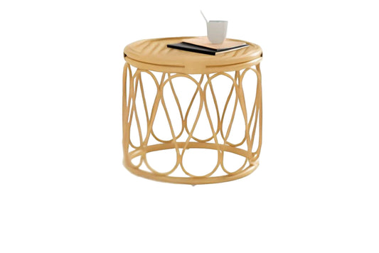 Mesa auxiliar redonda de ratán