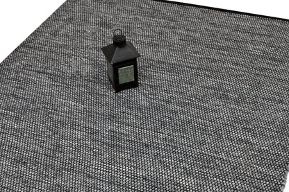 Alfombra de Algodón Gris con Borde Negro