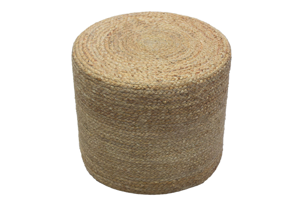 Puff Redondo de Yute Natural Tejido a Mano