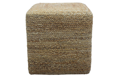 Puff Cuadrado de Yute Natural Tejido a Mano