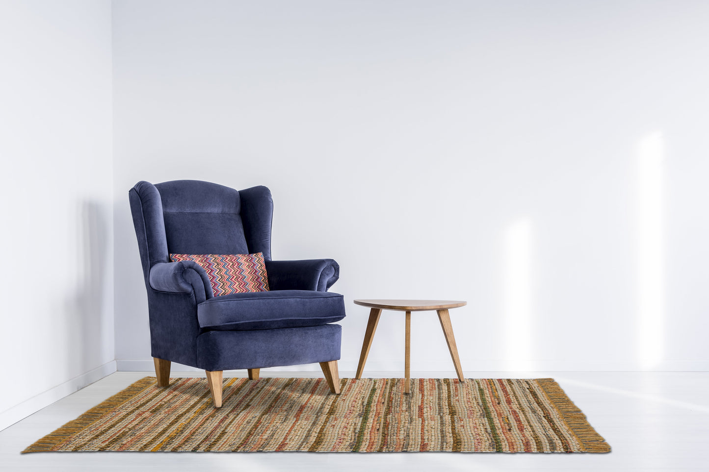 Alfombra Chindi Estampada Amarilla con Flecos