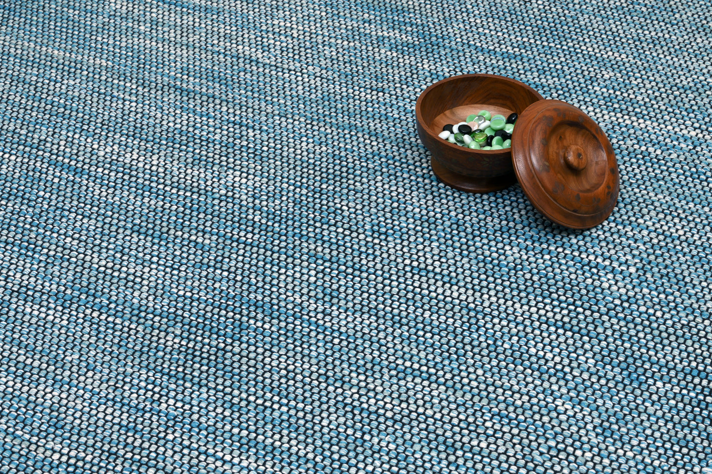 Alfombra de Algodón Turquesa con Borde Negro