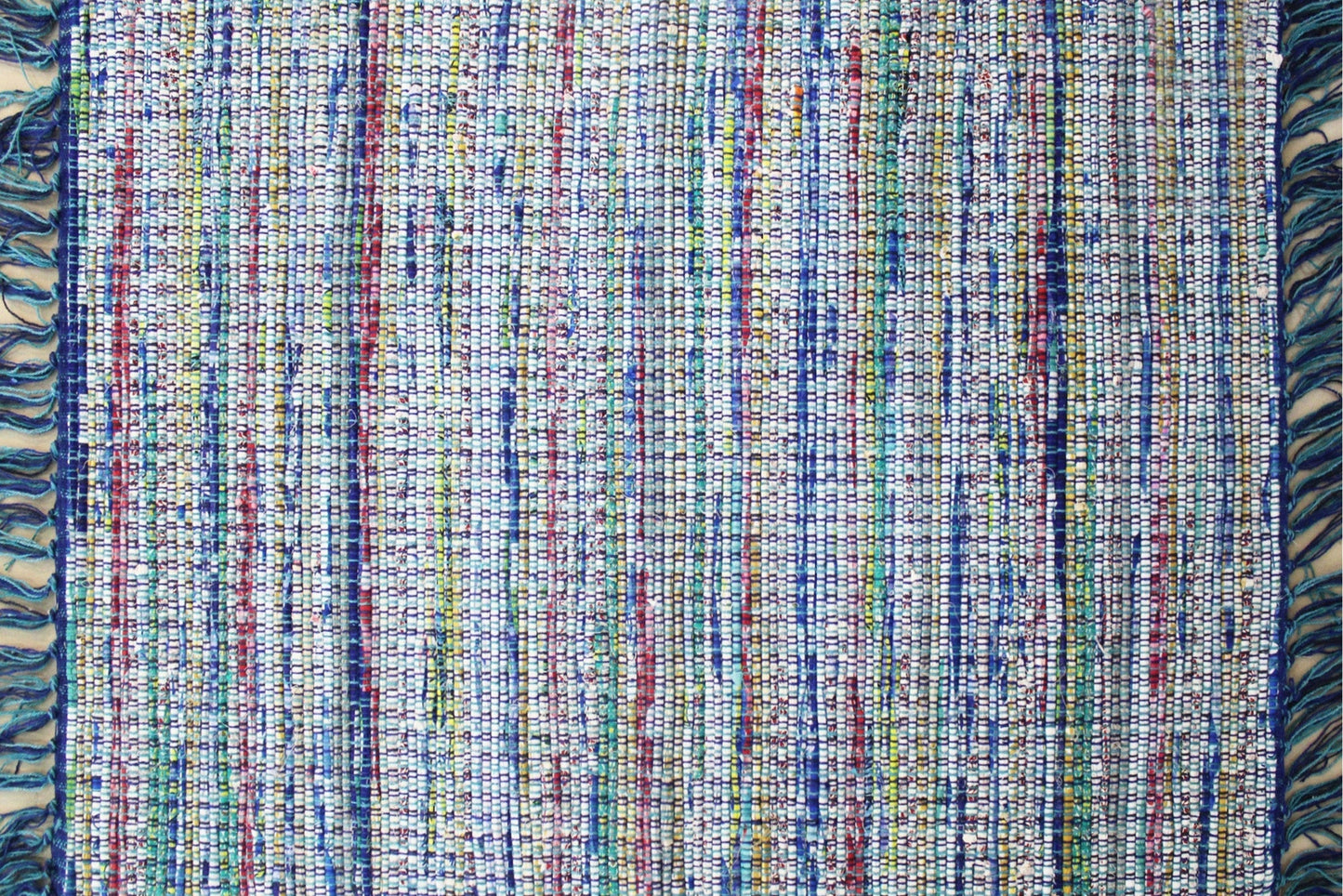 Alfombra Chindi Estampada Azul con Borde