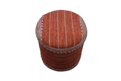 Puff de Algodón Kilim Tejido a Mano – Encanto Naranja 