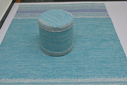 Pouf de Algodón Kilim Tejido a Mano – Encanto Turquesa