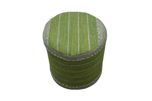 Puff Kilim de Algodón Verde Tejido a Mano