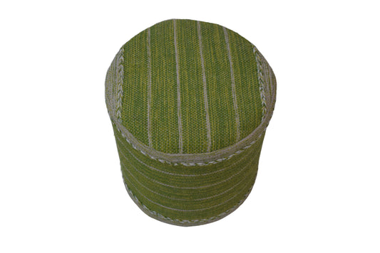 Puff Kilim de Algodón Verde Tejido a Mano