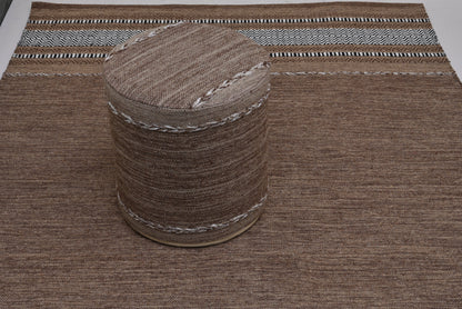 Puf Kilim de Algodón Tejido a Mano – Marrón y Beige