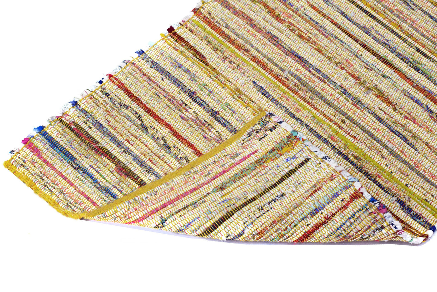 Alfombra Chindi Estampada Amarilla con Borde