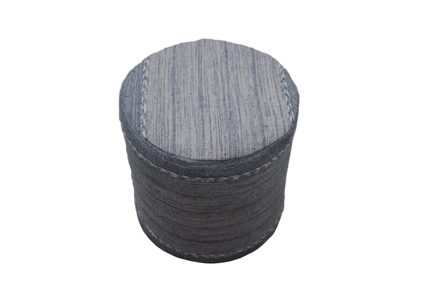 Puf Kilim de Algodón Hecho a Mano – Gris Claro