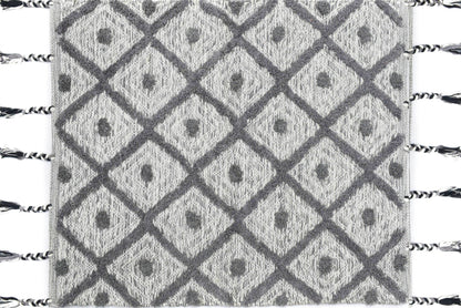 Alfombra de Algodón Shaggy – Patrón de Diamante con Flecos