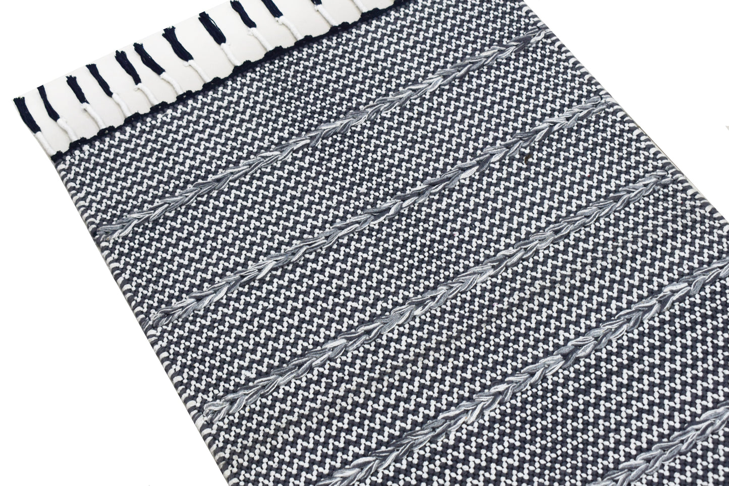 Alfombra Dhurrie de Algodón – Con Borde y Flecos