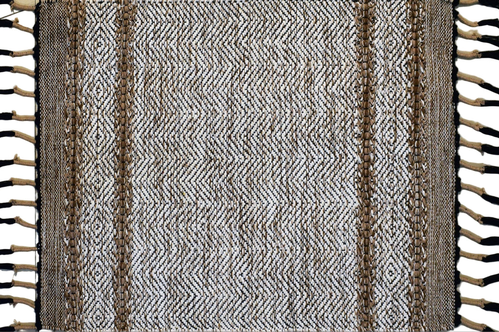 Alfombra Dhurrie de Algodón – Con Borde y Flecos