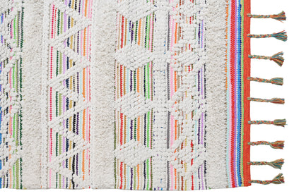 Alfombra de Algodón con Patrón de Diamante – Borde y Flecos