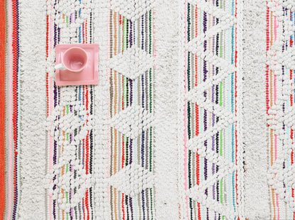 Alfombra de Algodón con Patrón de Diamante – Borde y Flecos