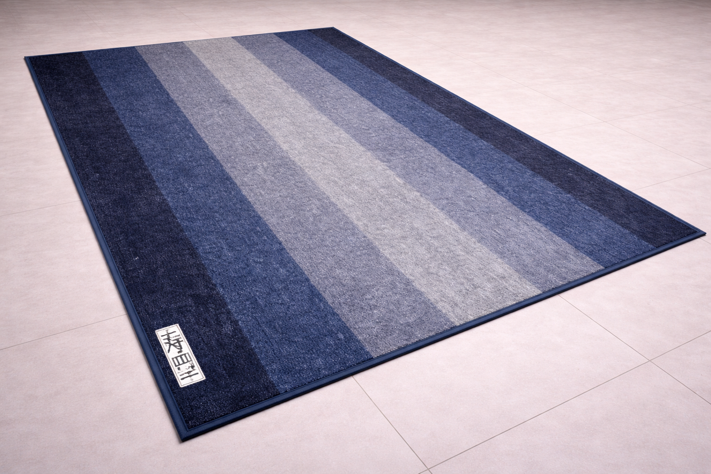 Alfombra de Algodón con Rayas “Ocean Mist” en Tonos Azules