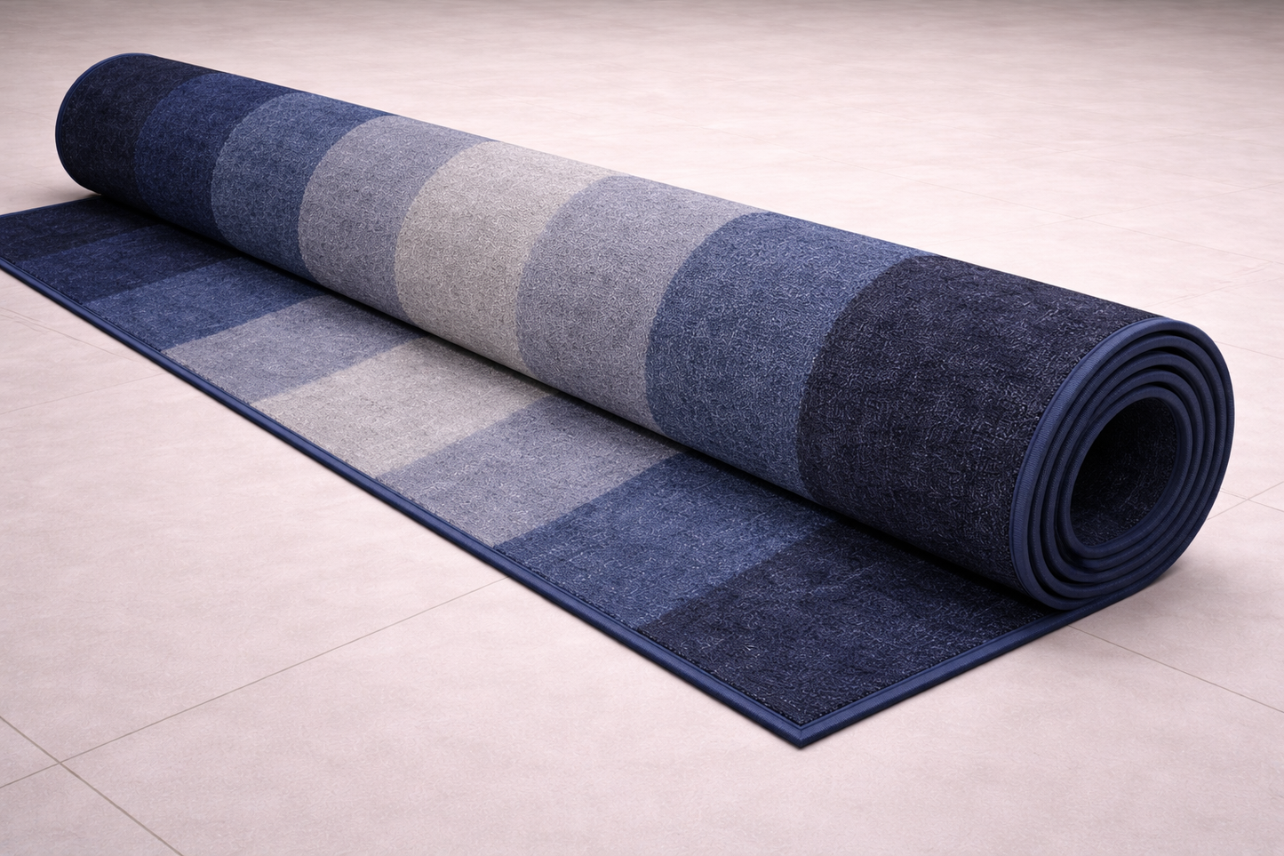 Alfombra de Algodón con Rayas “Ocean Mist” en Tonos Azules