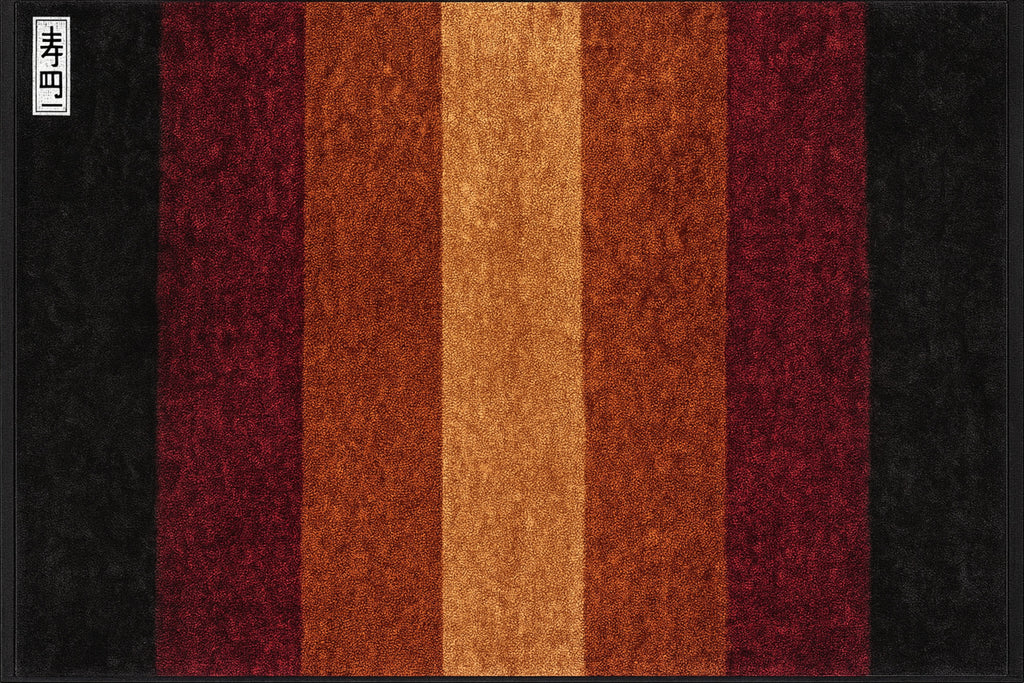 Alfombra de Algodón con Rayas “Midnight Ember” en Negro, Rojo y Vino