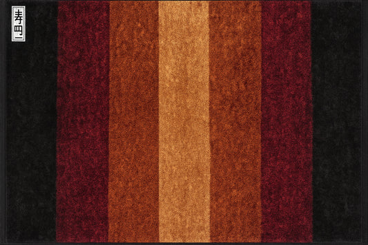 Alfombra de Algodón con Rayas “Midnight Ember” en Negro, Rojo y Vino