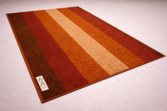 Alfombra de Algodón con Rayas “Autumn Ember” en Naranja Quemado y Tonos Tierra