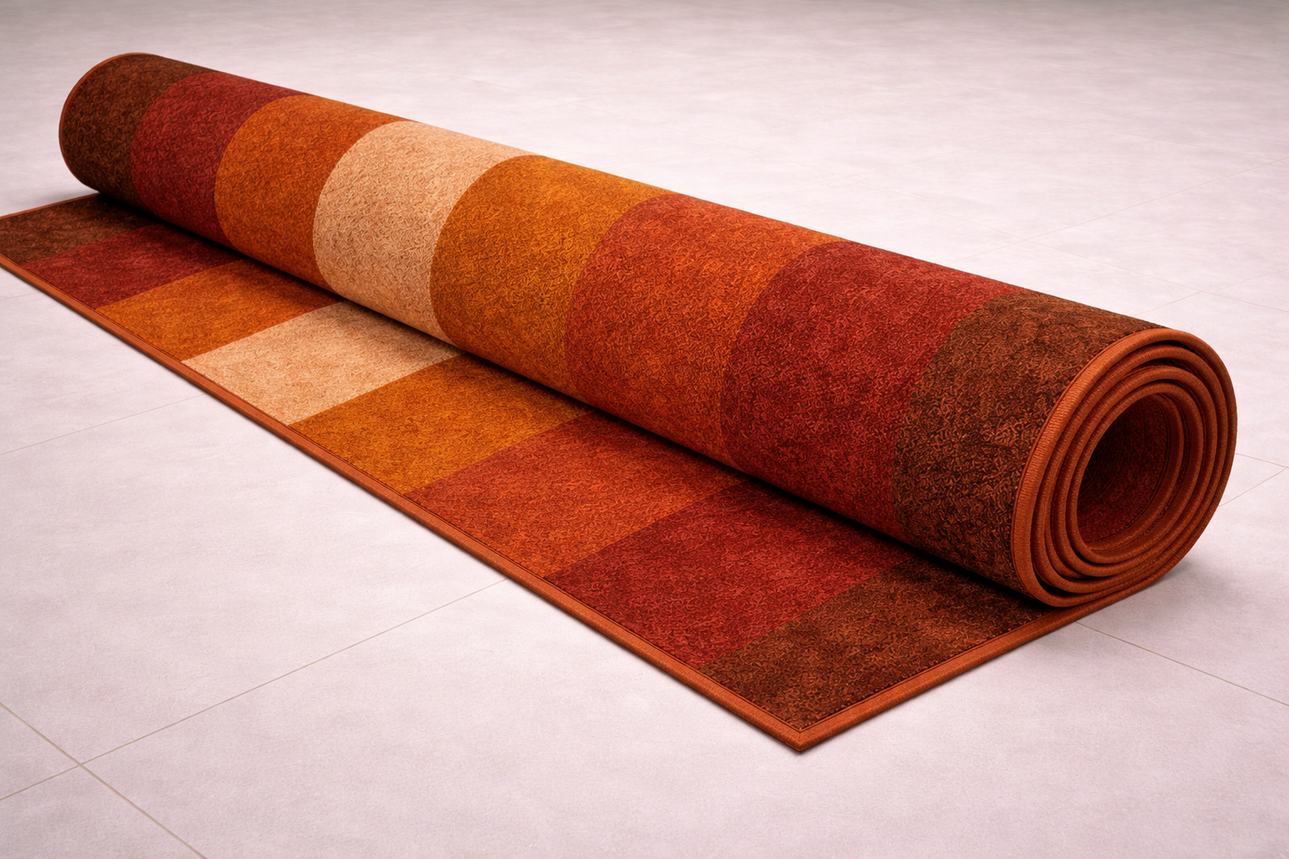 Alfombra de Algodón con Rayas “Autumn Ember” en Naranja Quemado y Tonos Tierra