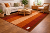 Alfombra de Algodón con Rayas “Autumn Ember” en Naranja Quemado y Tonos Tierra